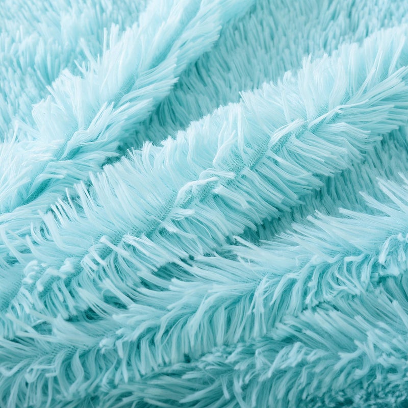 Reafort Luxury Long Hair, PV Fur, Faux Fur Body Pillow Cover/Case 21inx54in with Hidden Zipper Closure (Aqua, Body) - Image 2